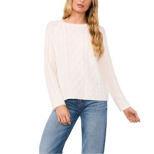 Vince Camuto Women's Cable Sweater Antique White Size XXL